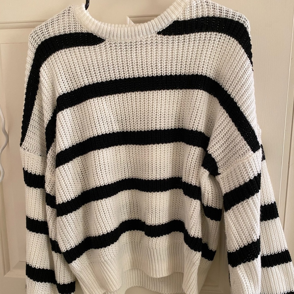 Cream/black stripe sweater.